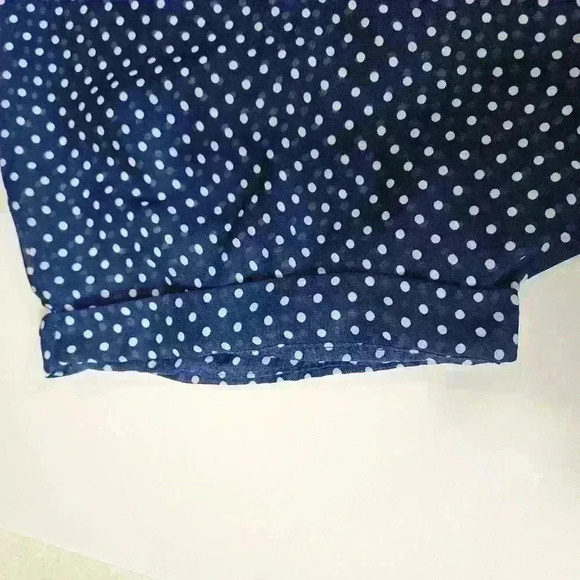 Copper Key Navy/White Polka Dot Sheer Top Size Large - Picture 5 of 7